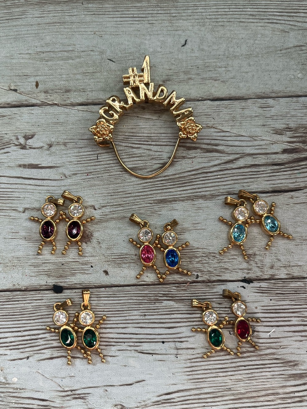 Grandma birthstone holder with charms